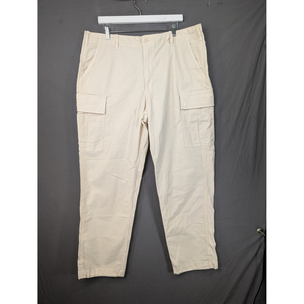 Uniqlo Mens XL Regular Fit Cargo Pants Off White 321-475759